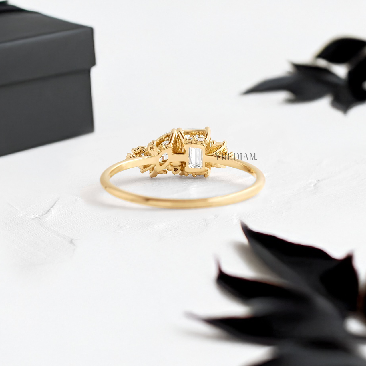 Toi Et Moi with Emerald and Marquise Lab Diamonds with Side Stones Ring - YDJLR63