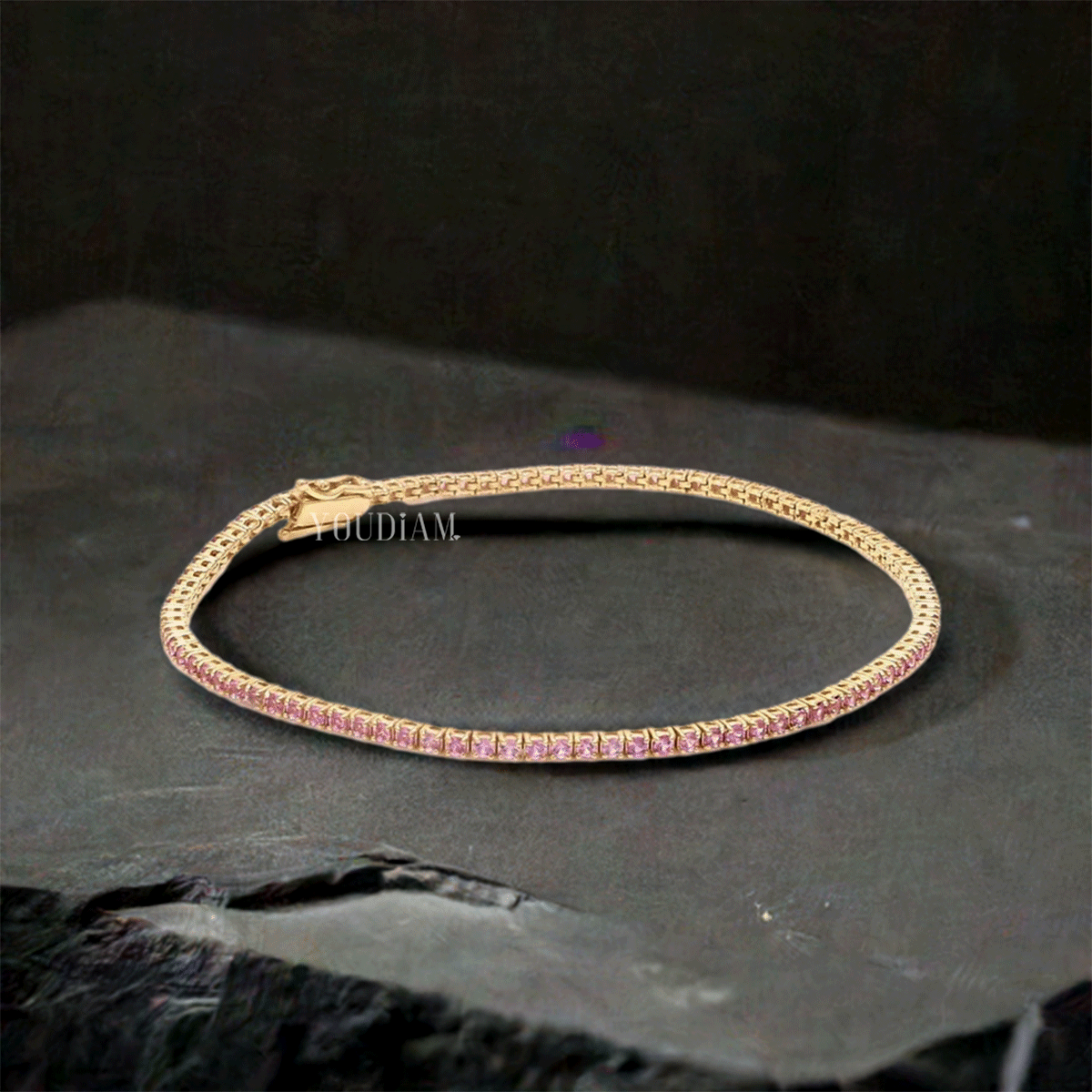 2ct Tennis Bracelet with Pink Sapphires in Round Cut - EUDBL04