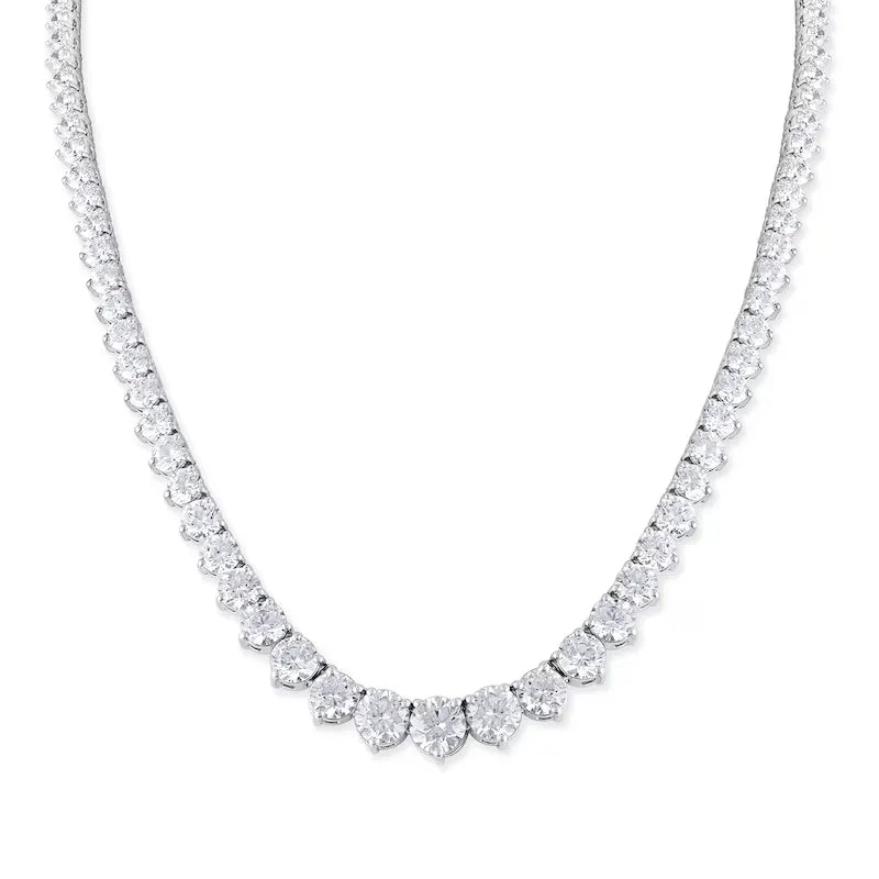 20 CT. Diamond Graduated Tennis Necklace in 14K White Gold - UDJNL05 - Youdiam
