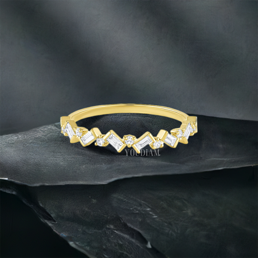 Baguette Cluster Lab Diamonds Band, Baguette and Round Lab Diamonds Band - EUDJLR53