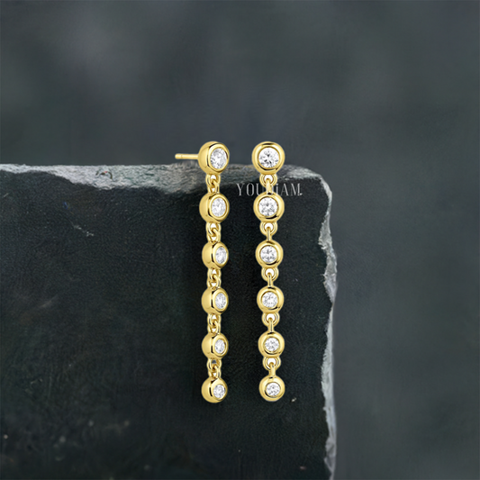 Bubble Inspired Earrings with Bezel Lab Diamonds, Bubble Lab Diamond Earrings - EUDER06