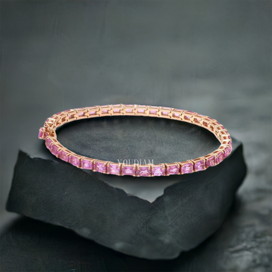 11ct Tennis Bracelet with Pink Sapphires in Emerald Cut - EUDBL03