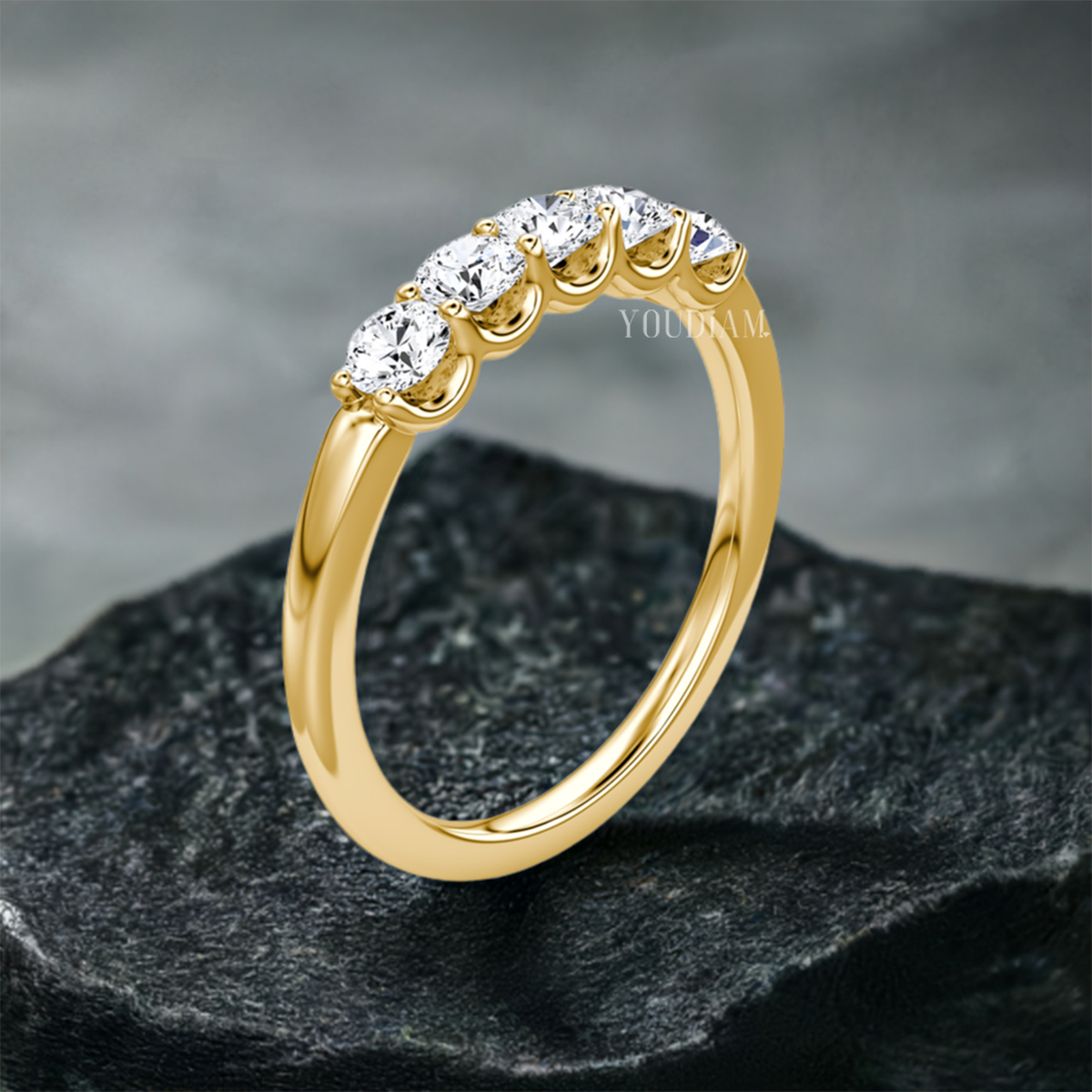 Five Round Diamonds Band, Five Stone Round Cut Lab Diamond - EUDJLR37