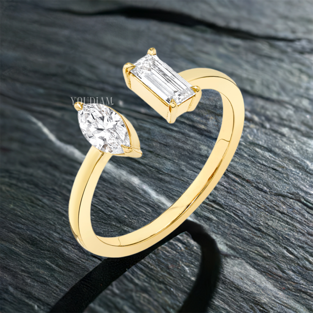 Toi Et Moi Ring with Marquise and Baguette Diamonds, Toi Et Moi Lab Diamond Ring