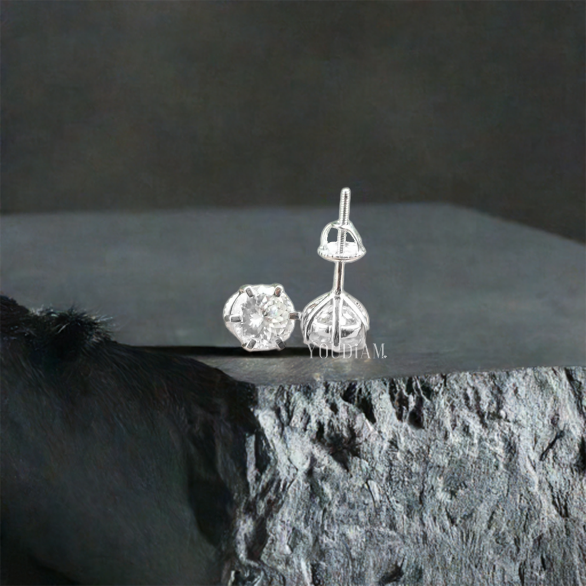 Portuguese Cut Lab Diamond Stud Earrings - EUDER12
