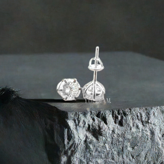 Portuguese Cut Lab Diamond Stud Earrings - EUDER12