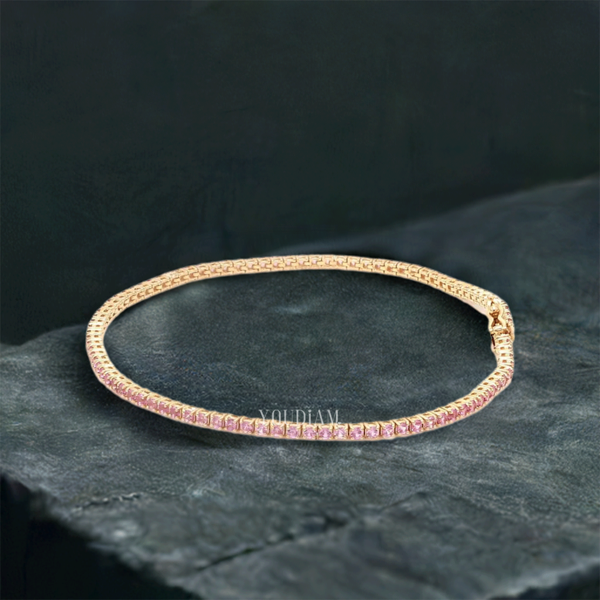 2ct Tennis Bracelet with Pink Sapphires in Round Cut - EUDBL04