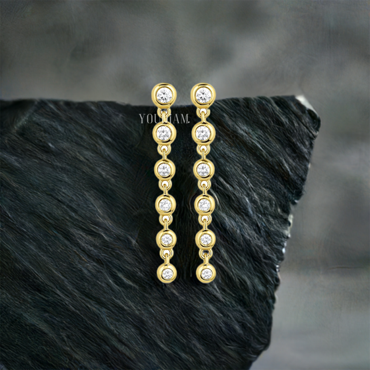 Bubble Inspired Earrings with Bezel Lab Diamonds, Bubble Lab Diamond Earrings - EUDER06