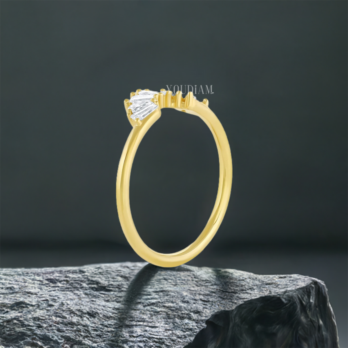 Curved Band with Marquise, Tapered Baguette, Pear, Mixed Cut Diamonds Band - EUDJLR54