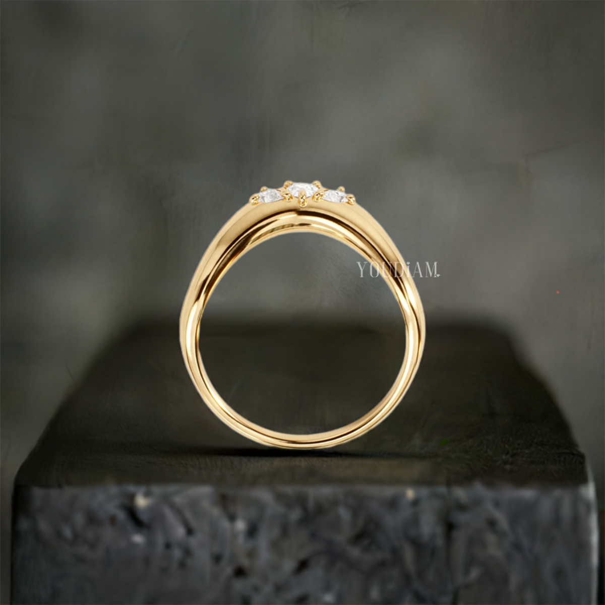 Stacking Band with Pear Lab Diamonds, Curved Wedding Band - EUDJLR42