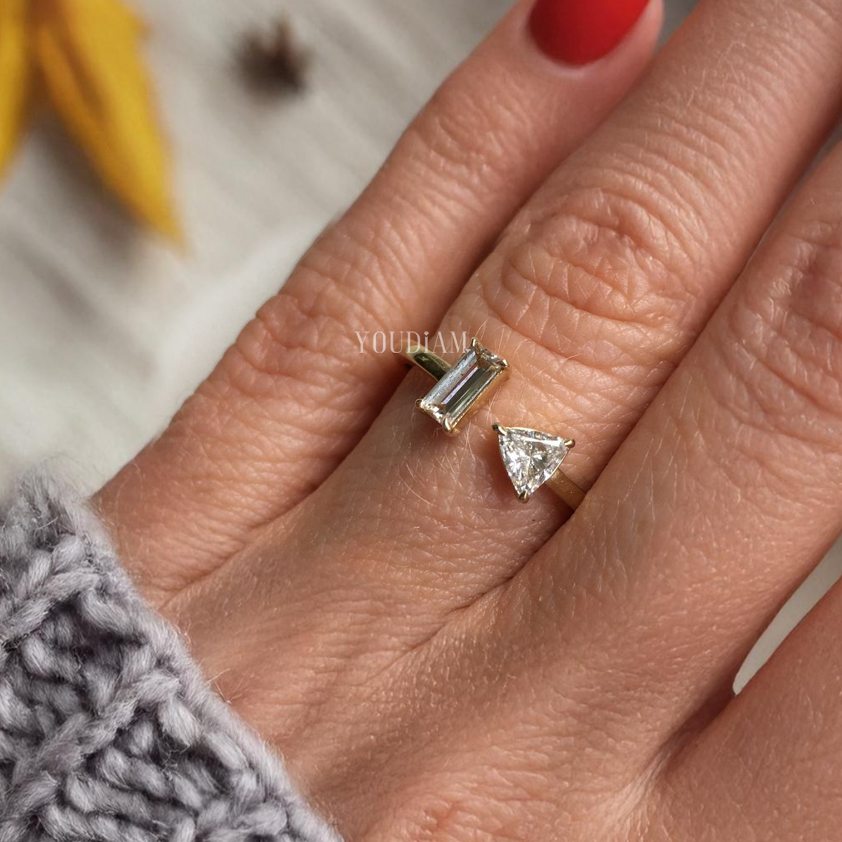 Toi Et Moi Ring with Marquise and Baguette Diamonds, Toi Et Moi Lab Diamond Ring