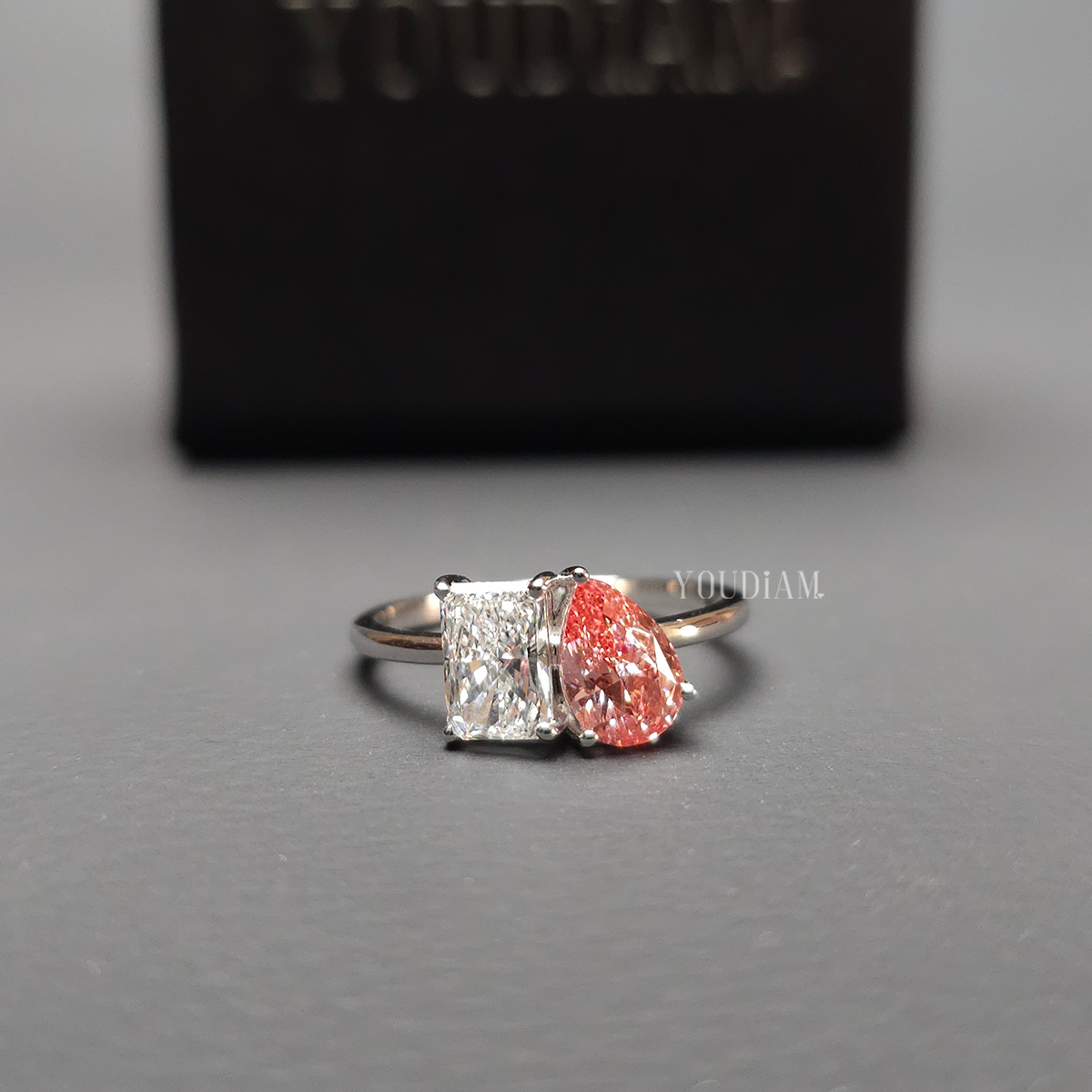 Toi Et Moi with Radiant and Pink Pear Lab Diamonds - EUDJLR63