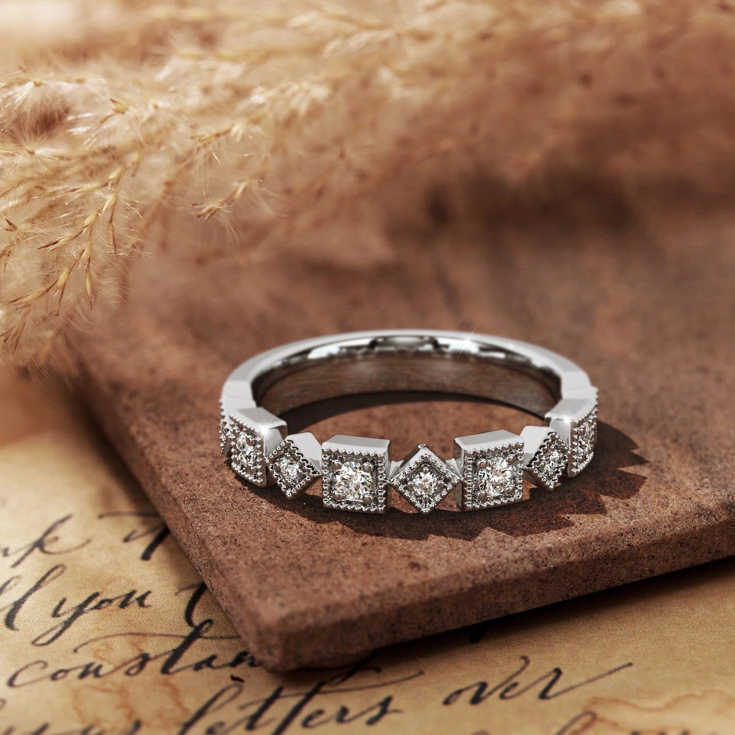 Vintage Blend Anniversary Band with Diamonds - UDJLR31