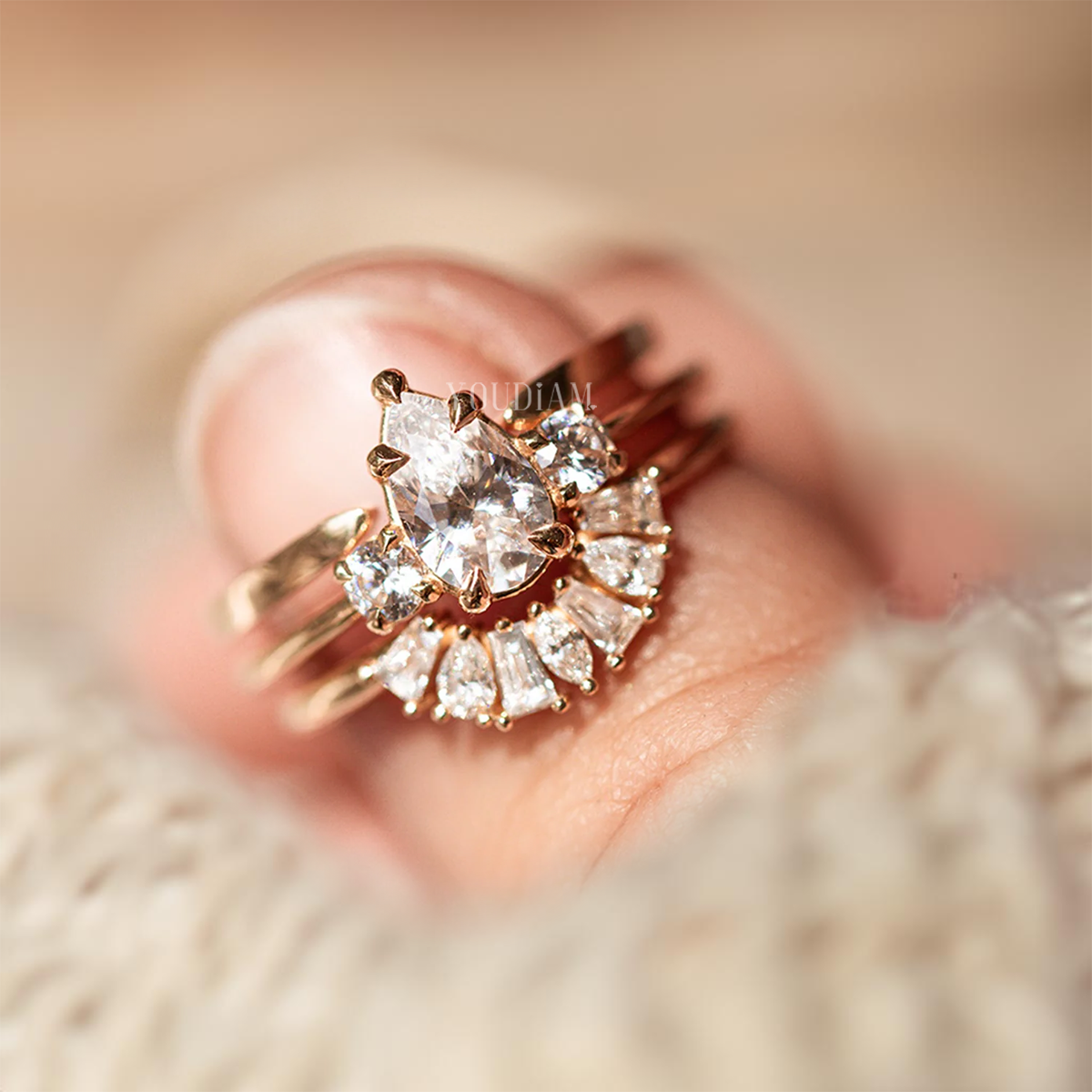 Curved Band with Marquise, Tapered Baguette, Pear, Mixed Cut Diamonds Band - EUDJLR54