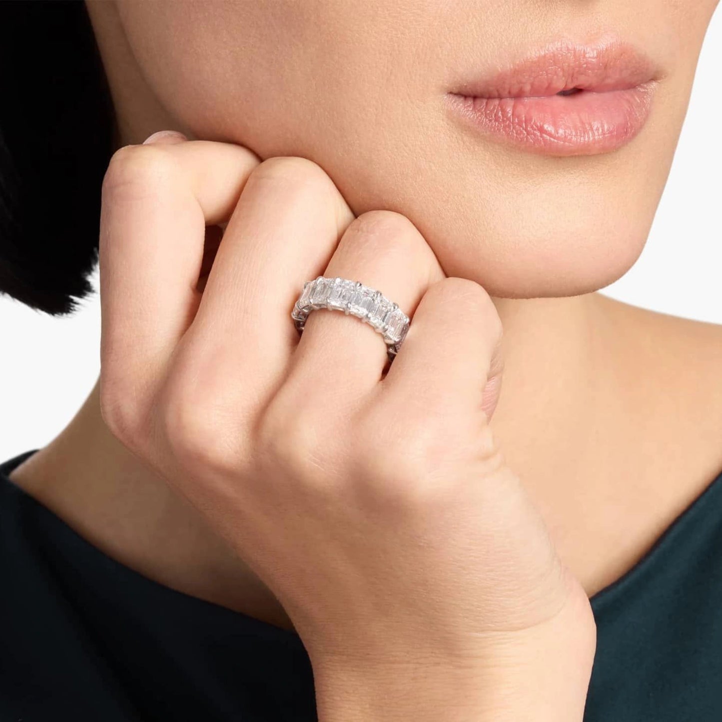 Lab Grown Diamond Emerald Cut Eternity Ring - UDJLR36