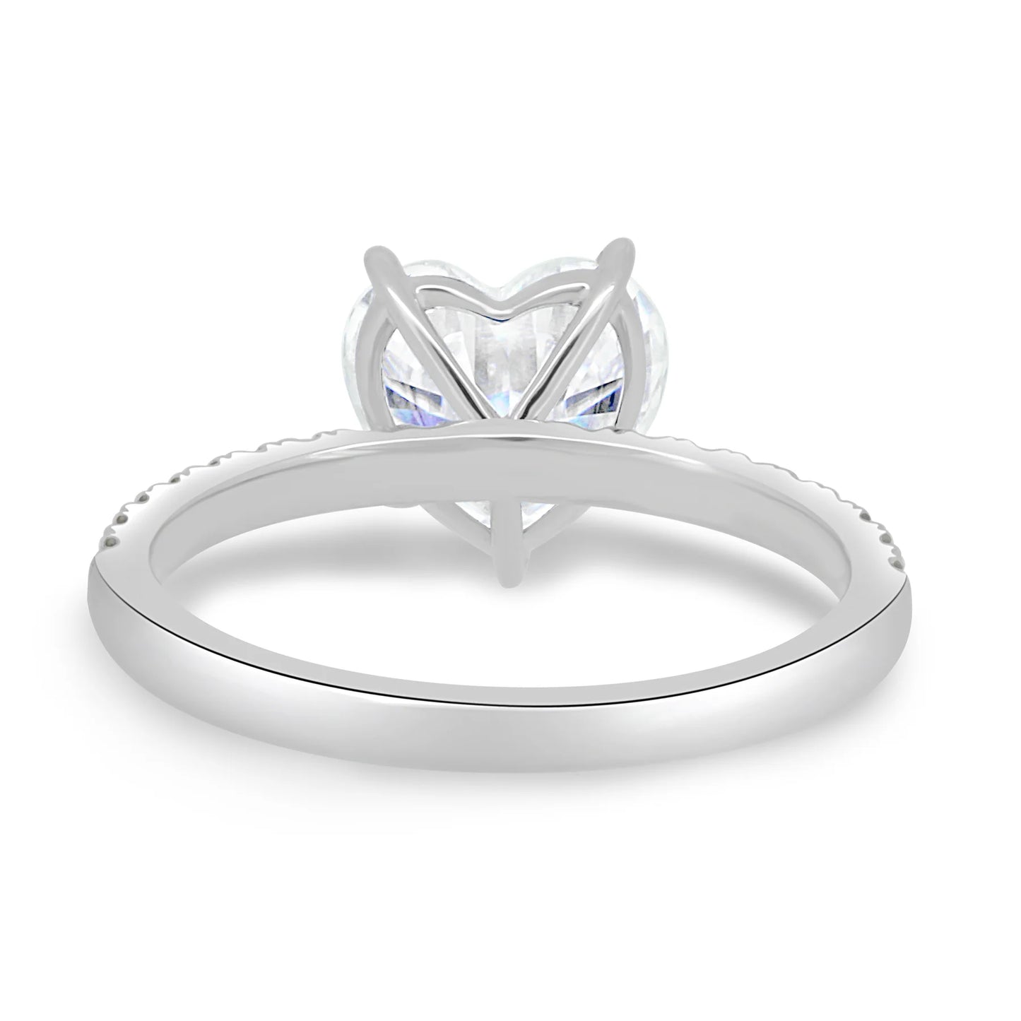 Lab Grown Diamond Heart Solitaire with Pavé Ring In 14k White Gold - UDJLR37