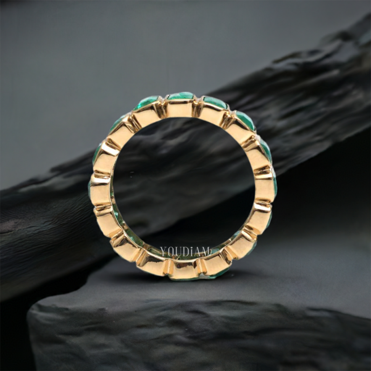 Natural Emeralds Eternity Band in Antique Bezel Setting - EUDJLR66
