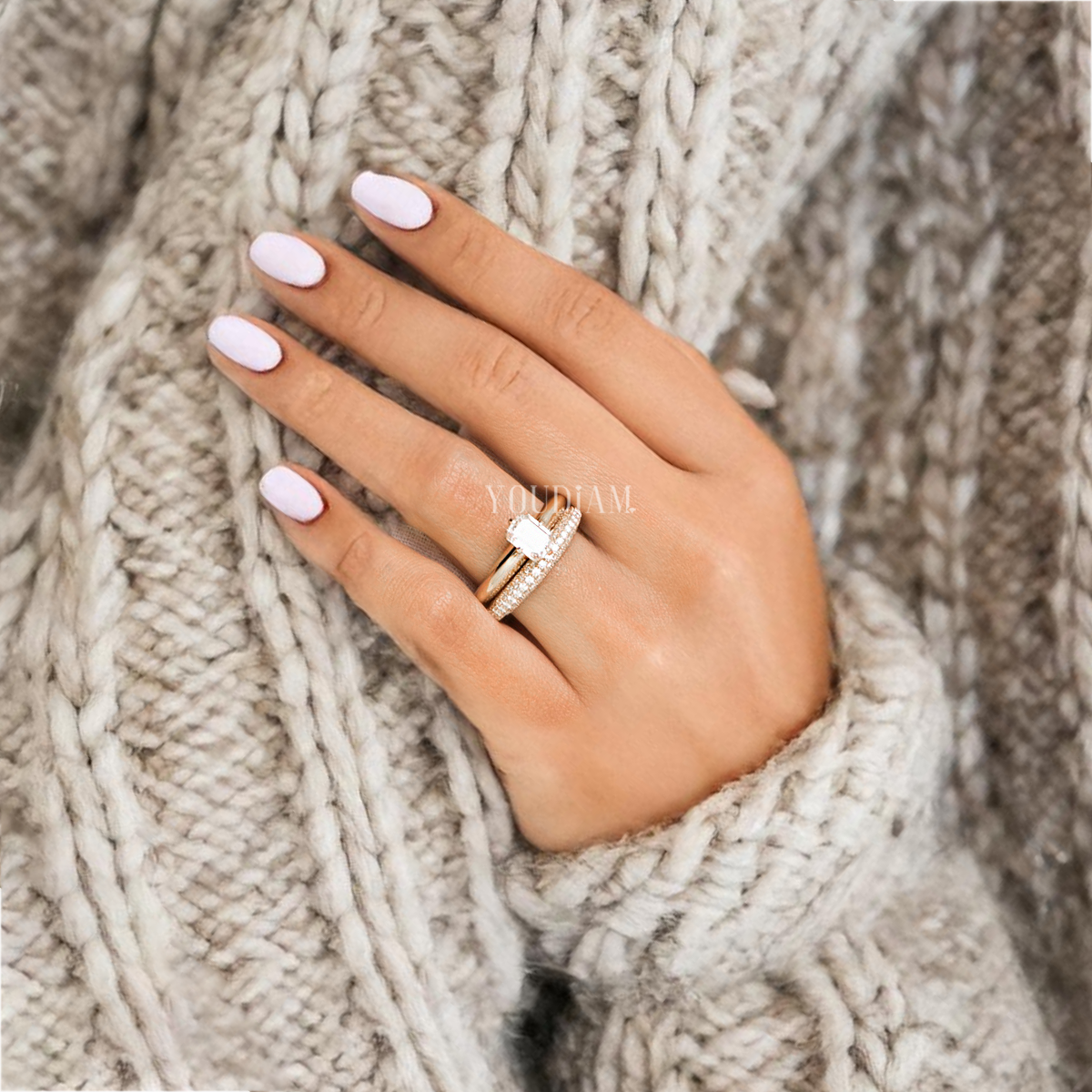 Pave Diamond Band with Rounded Form, Pave Set Wedding Band