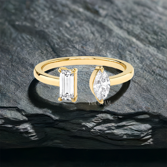 Toi Et Moi Ring with Marquise and Baguette Diamonds, Toi Et Moi Lab Diamond Ring