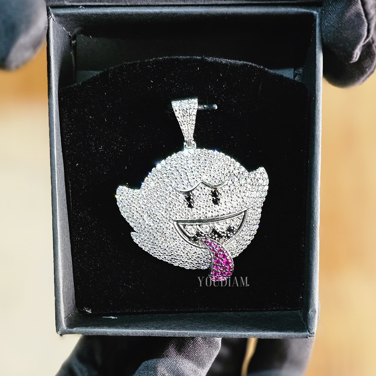 Hip Hop Mario Ghost Boo Pendant