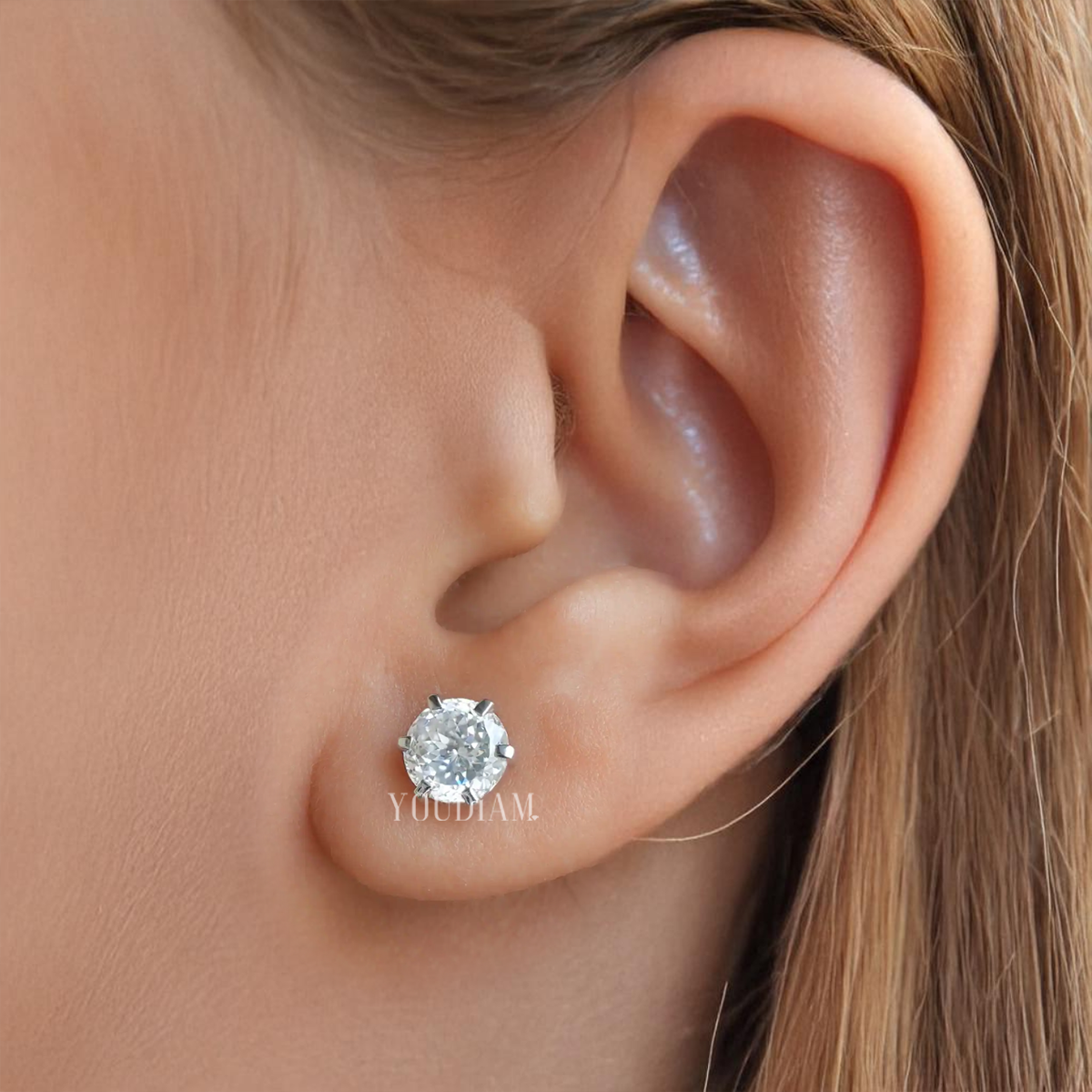 Portuguese Cut Lab Diamond Stud Earrings - EUDER12