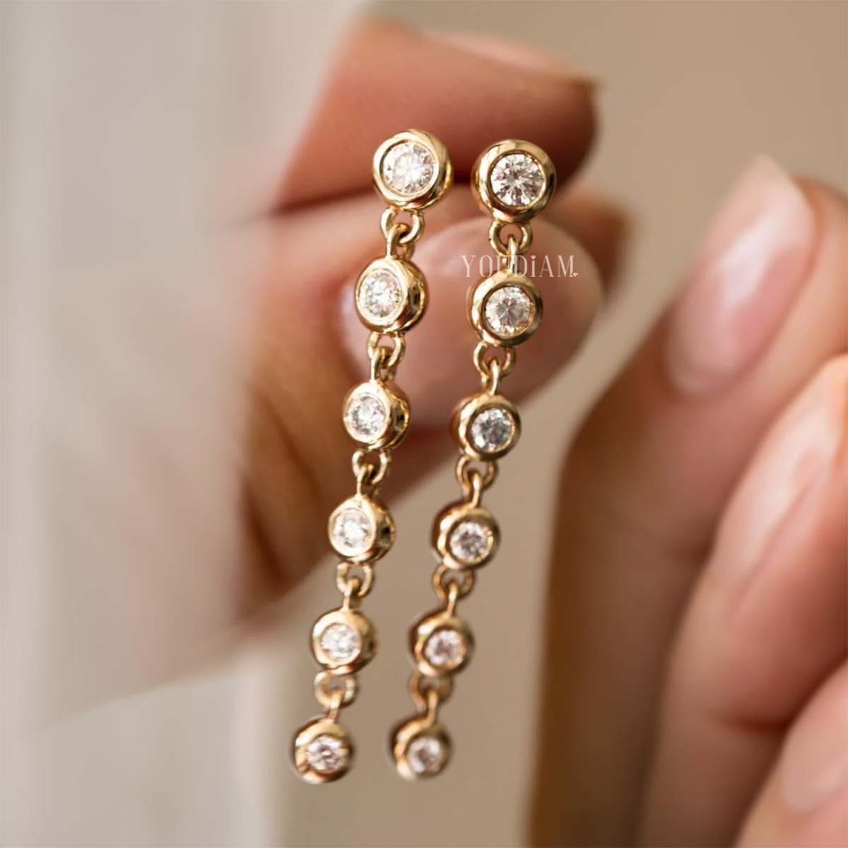 Bubble Inspired Earrings with Bezel Lab Diamonds, Bubble Lab Diamond Earrings - EUDER06