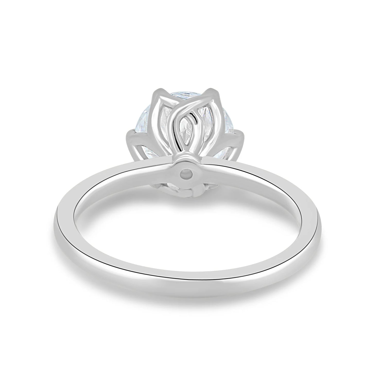 Lab Grown Diamond 6 Claw Round Solitaire Ring In 14k White Gold - UDJLR38