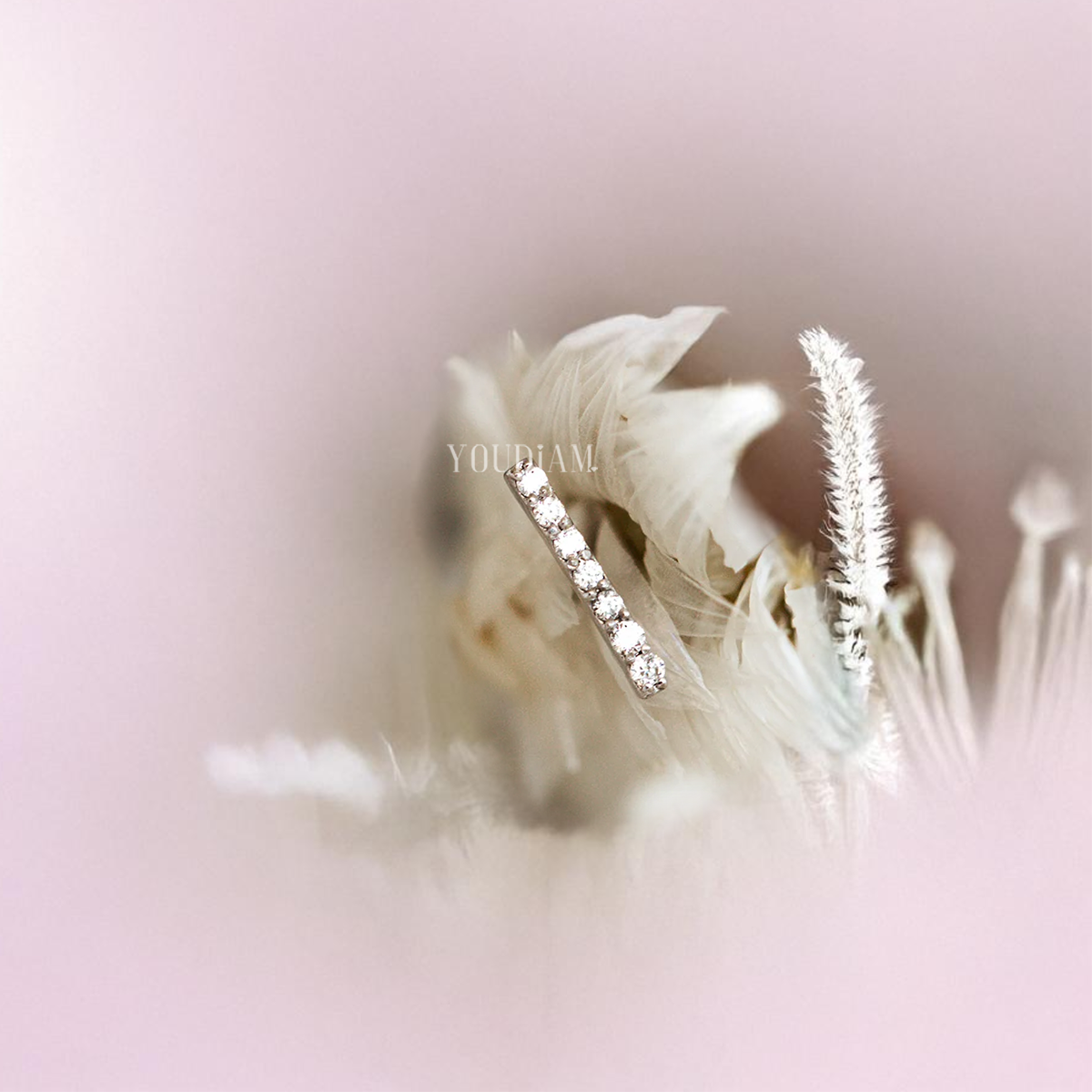 Pave Bar Stud Earrings with Lab Diamonds, Dainty Lab Diamonds Earrings - EUDER10