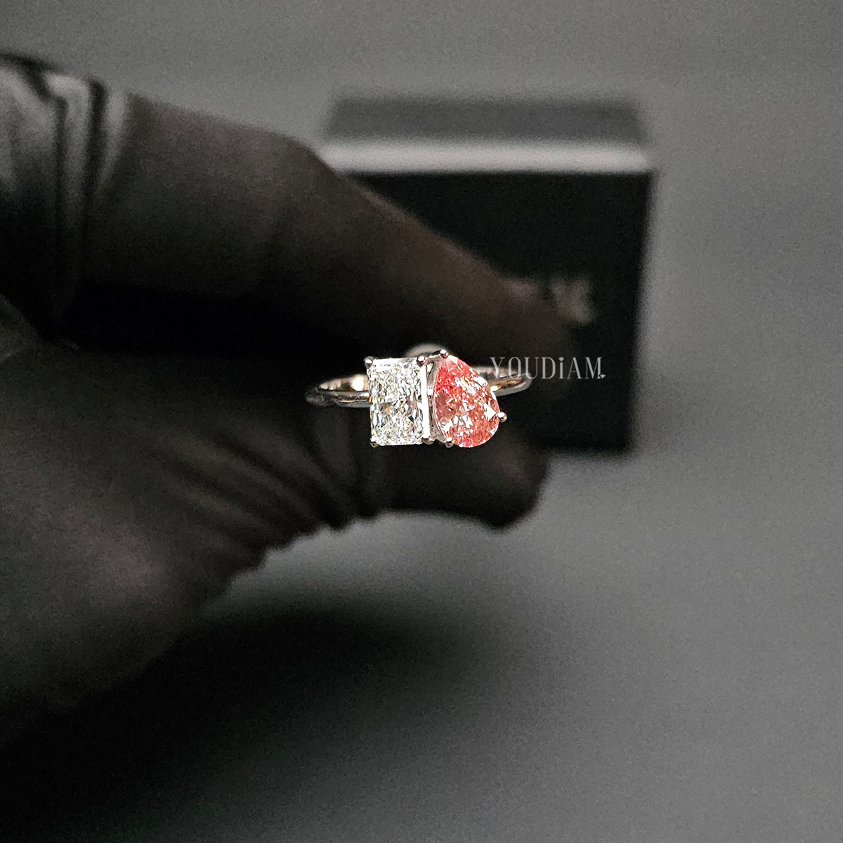 Toi Et Moi with Radiant and Pink Pear Lab Diamonds - EUDJLR63