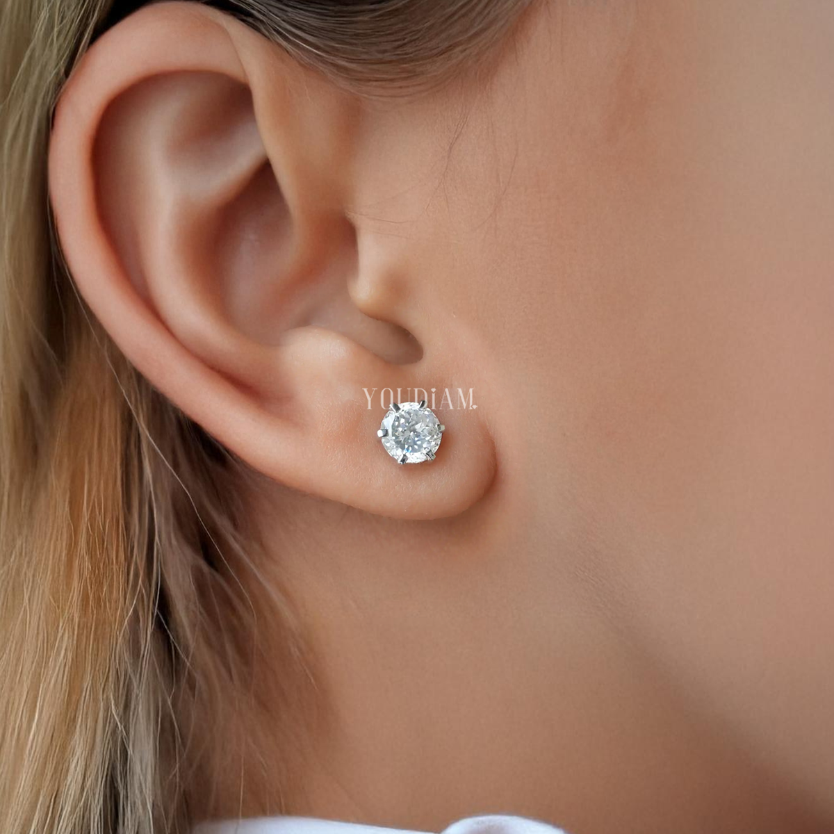 Portuguese Cut Lab Diamond Stud Earrings - EUDER12