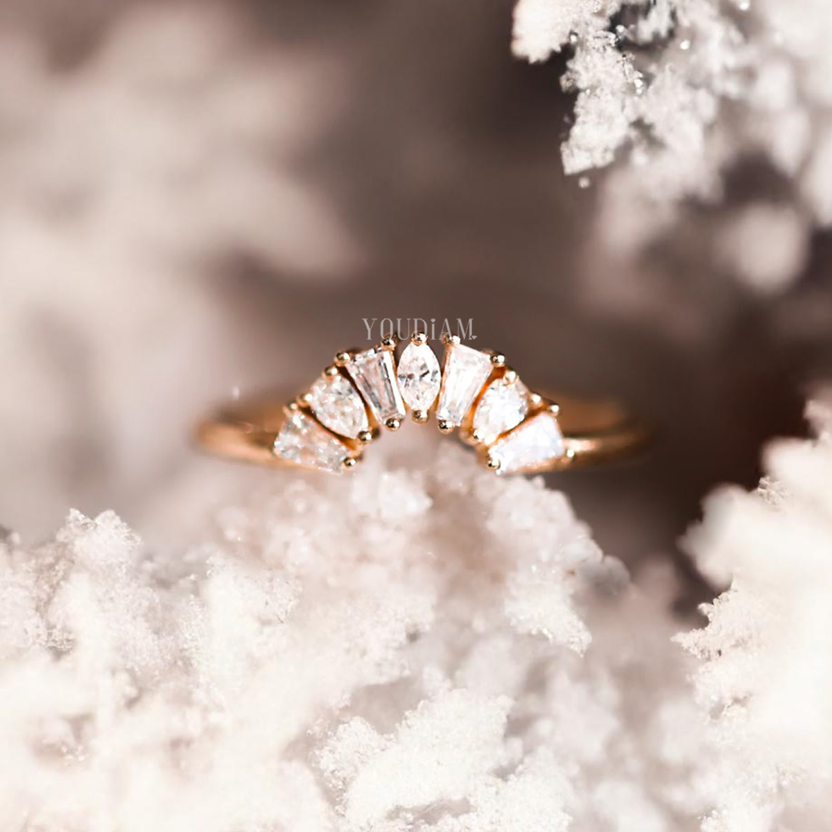 Curved Band with Marquise, Tapered Baguette, Pear, Mixed Cut Diamonds Band - EUDJLR54