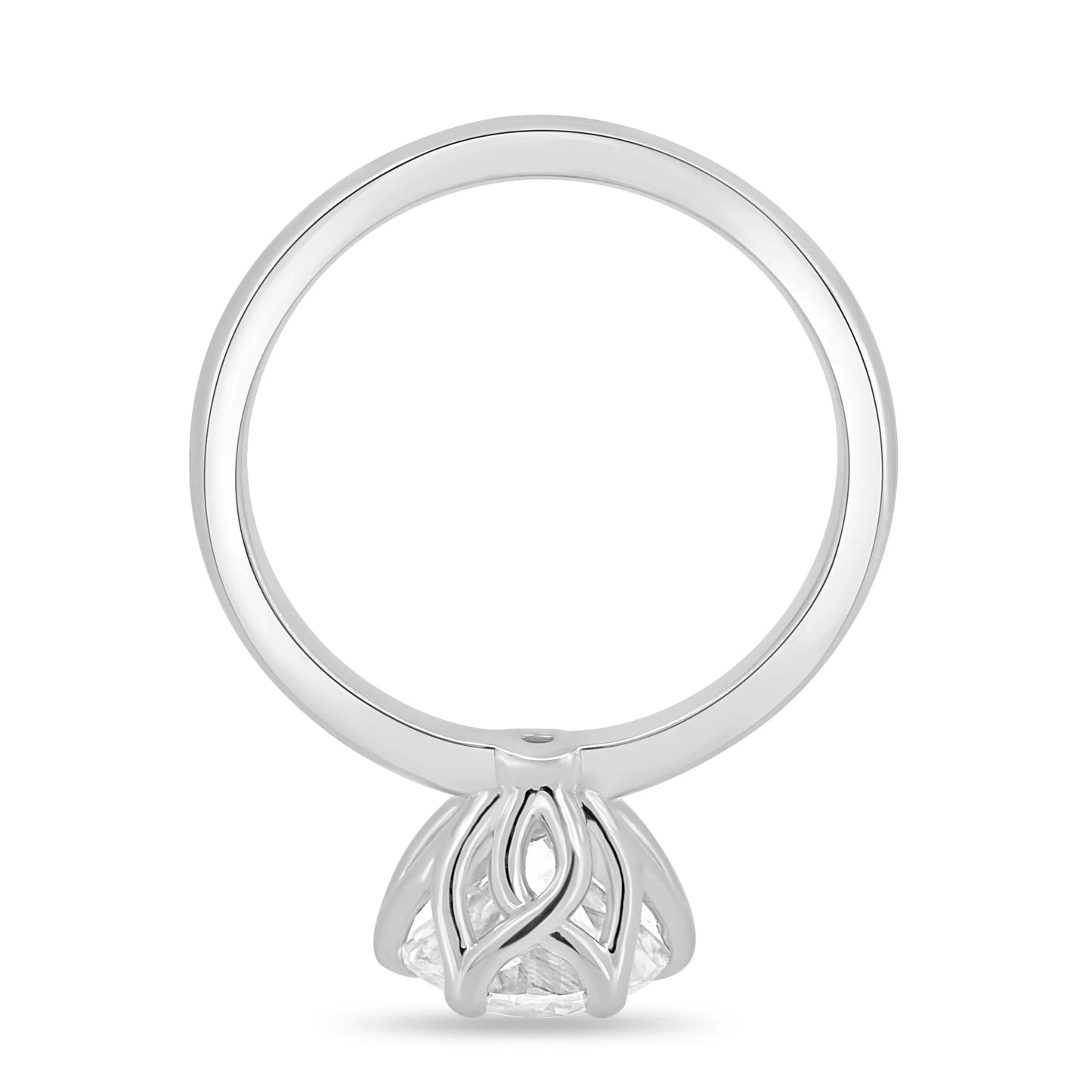 Lab Grown Diamond 6 Claw Round Solitaire Ring In 14k White Gold - UDJLR38