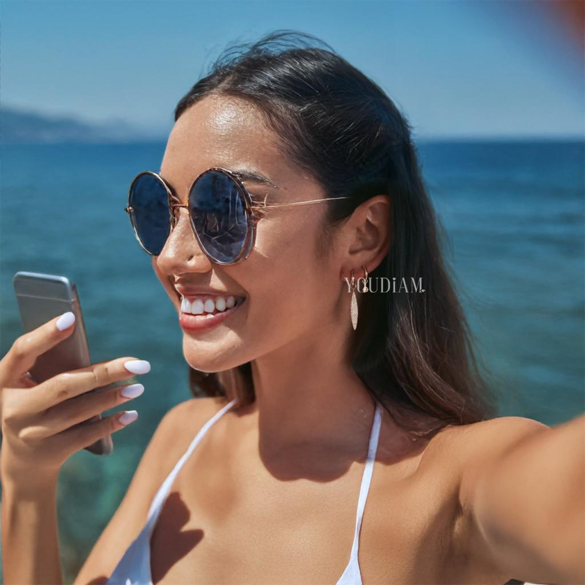 Leaf Shape Pave Lab Diamond Hoops, Leaf Shape Lab Diamonds Earrings - EUDER07