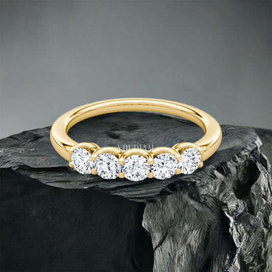 Five Round Diamonds Band, Five Stone Round Cut Lab Diamond - EUDJLR37