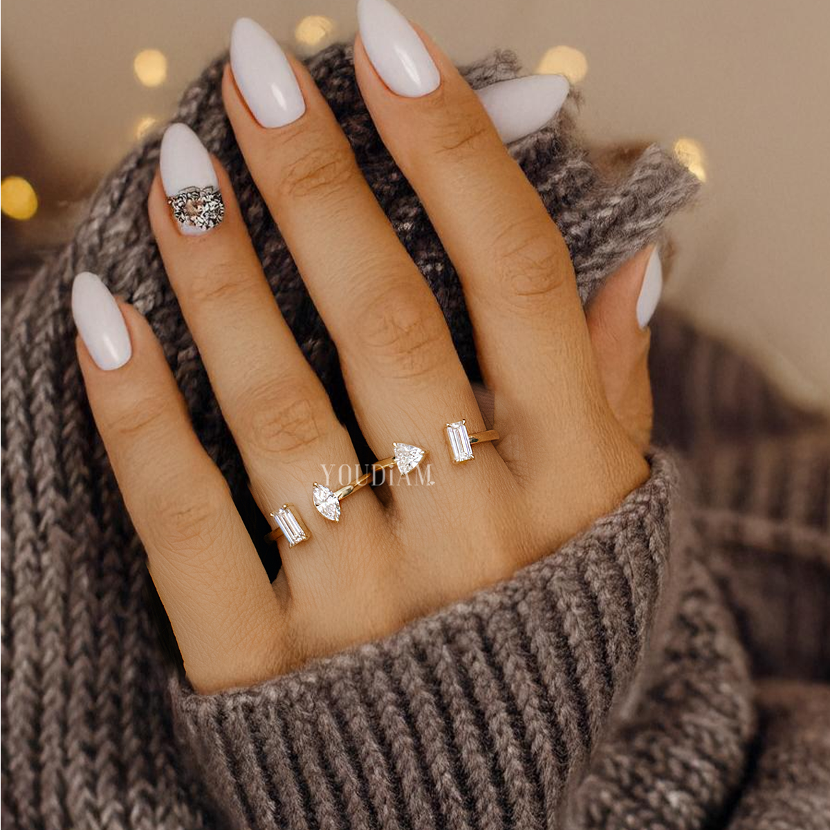 Toi Et Moi Ring with Marquise and Baguette Diamonds, Toi Et Moi Lab Diamond Ring