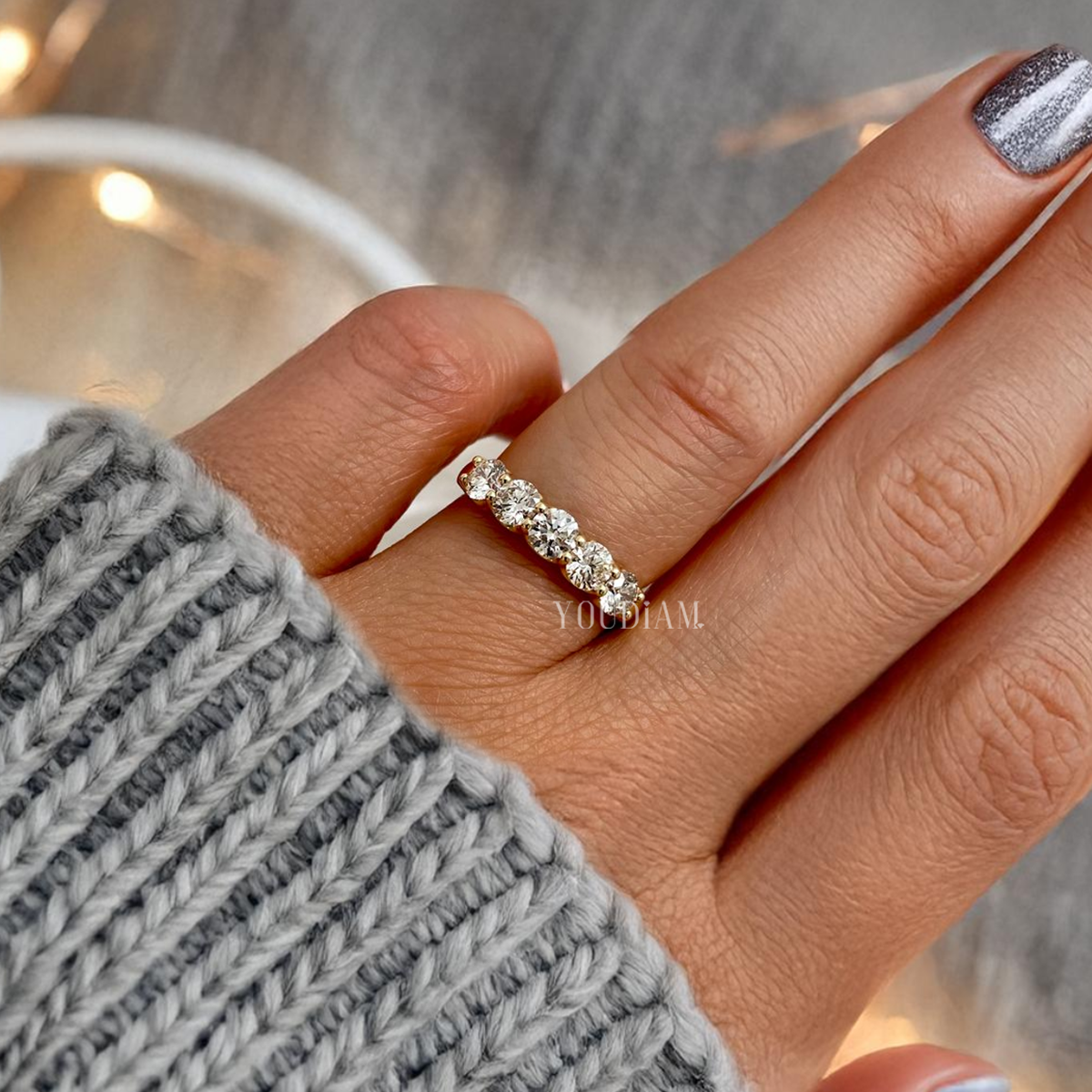 The Five Oval Diamond Band, Oval Wedding Band