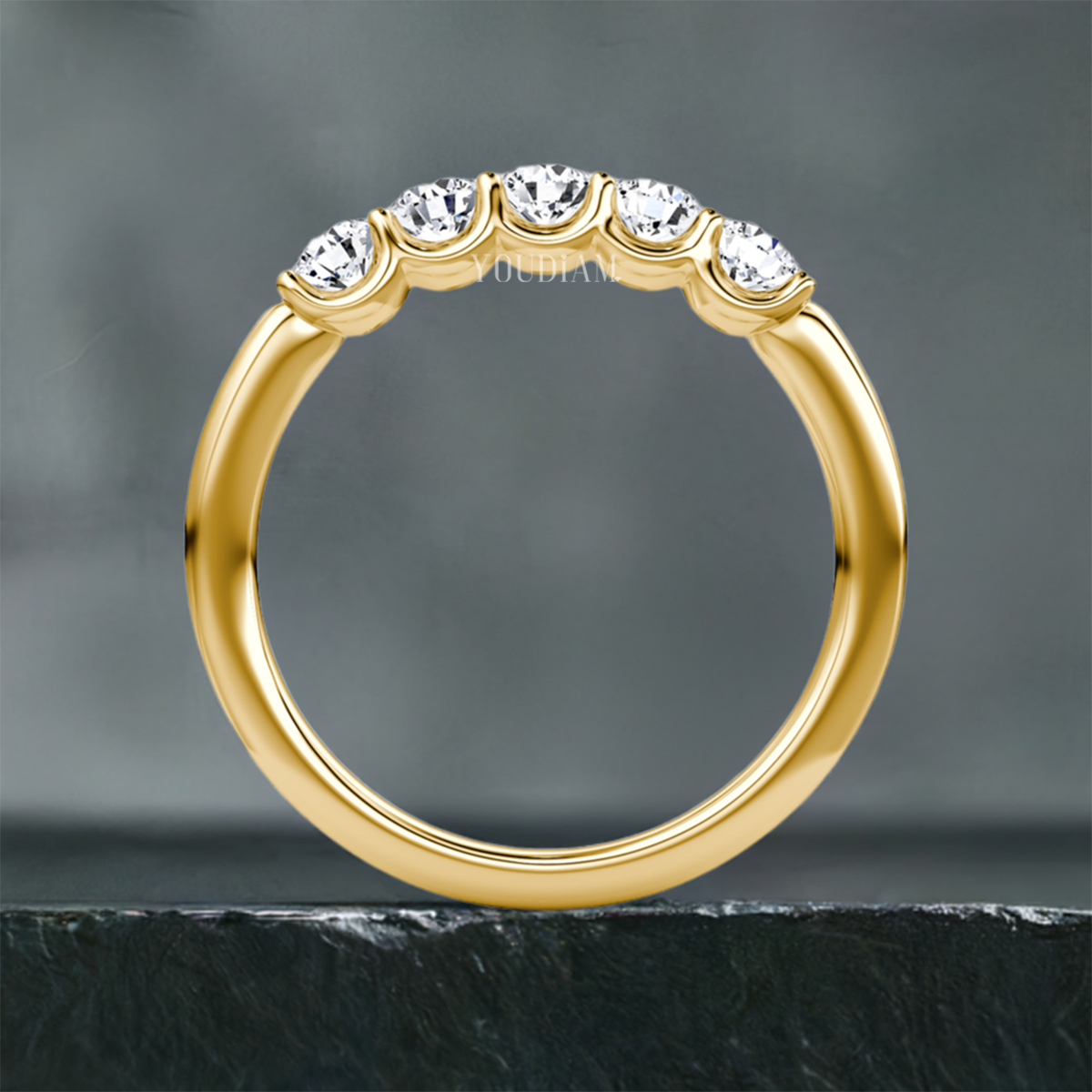 Five Round Diamonds Band, Five Stone Round Cut Lab Diamond - EUDJLR37