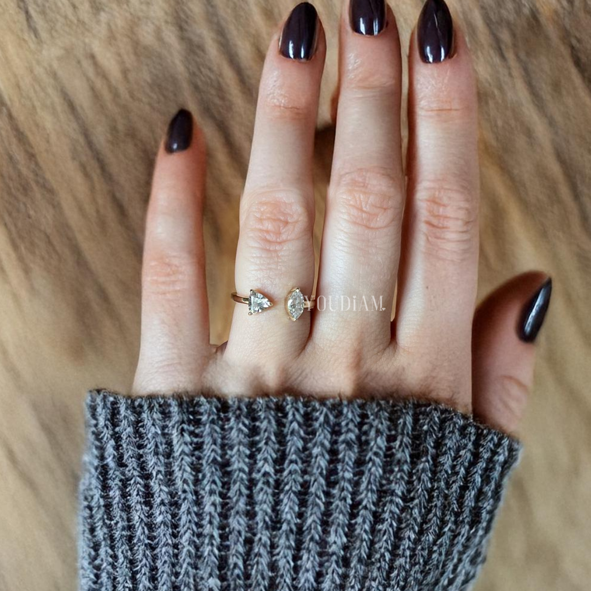 Toi Et Moi Ring with Marquise and Baguette Diamonds, Toi Et Moi Lab Diamond Ring