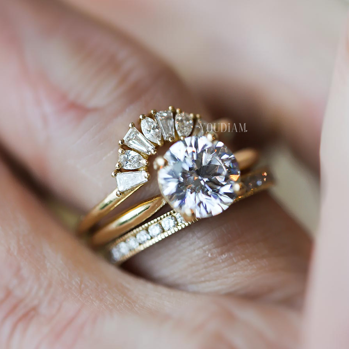 Curved Band with Marquise, Tapered Baguette, Pear, Mixed Cut Diamonds Band - EUDJLR54