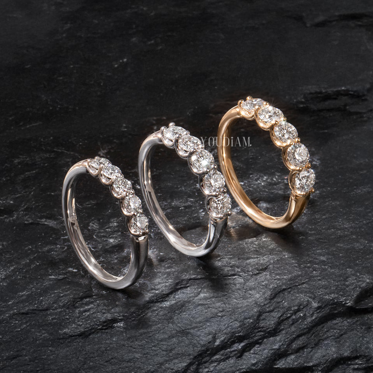 Five Round Diamonds Band, Five Stone Round Cut Lab Diamond - EUDJLR37