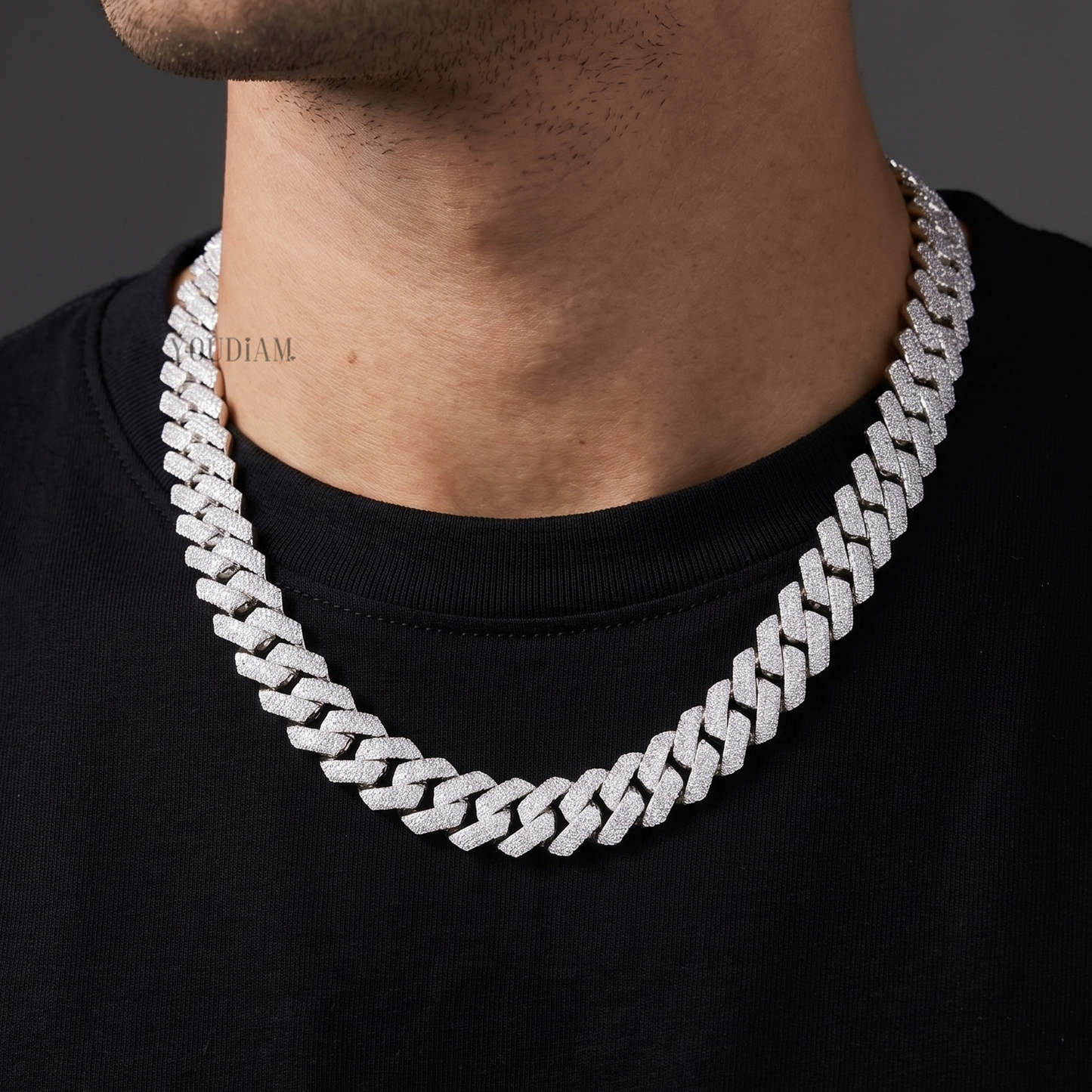 4 Row Cuban Link Chain 15mm with Lab Diamonds - YDJIOC11