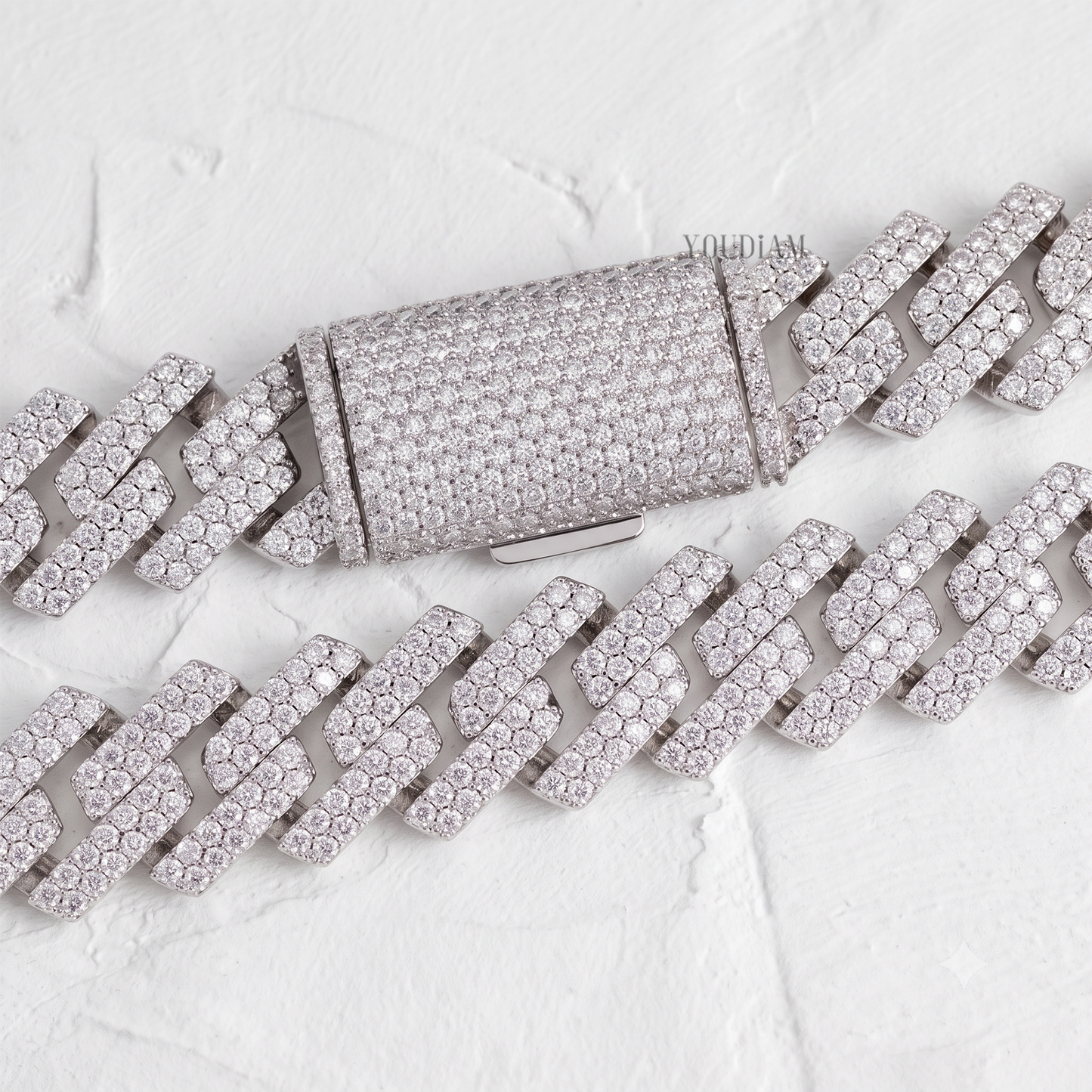 2 Row Cuban Link Chain 15mm with Lab Diamonds - YDJIOC10