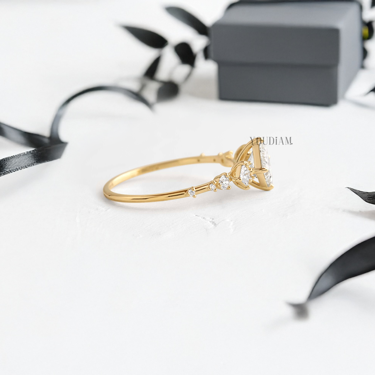 Princess Lab Diamond in Tripple Princess Diamonds Setting Ring - YDJLR61