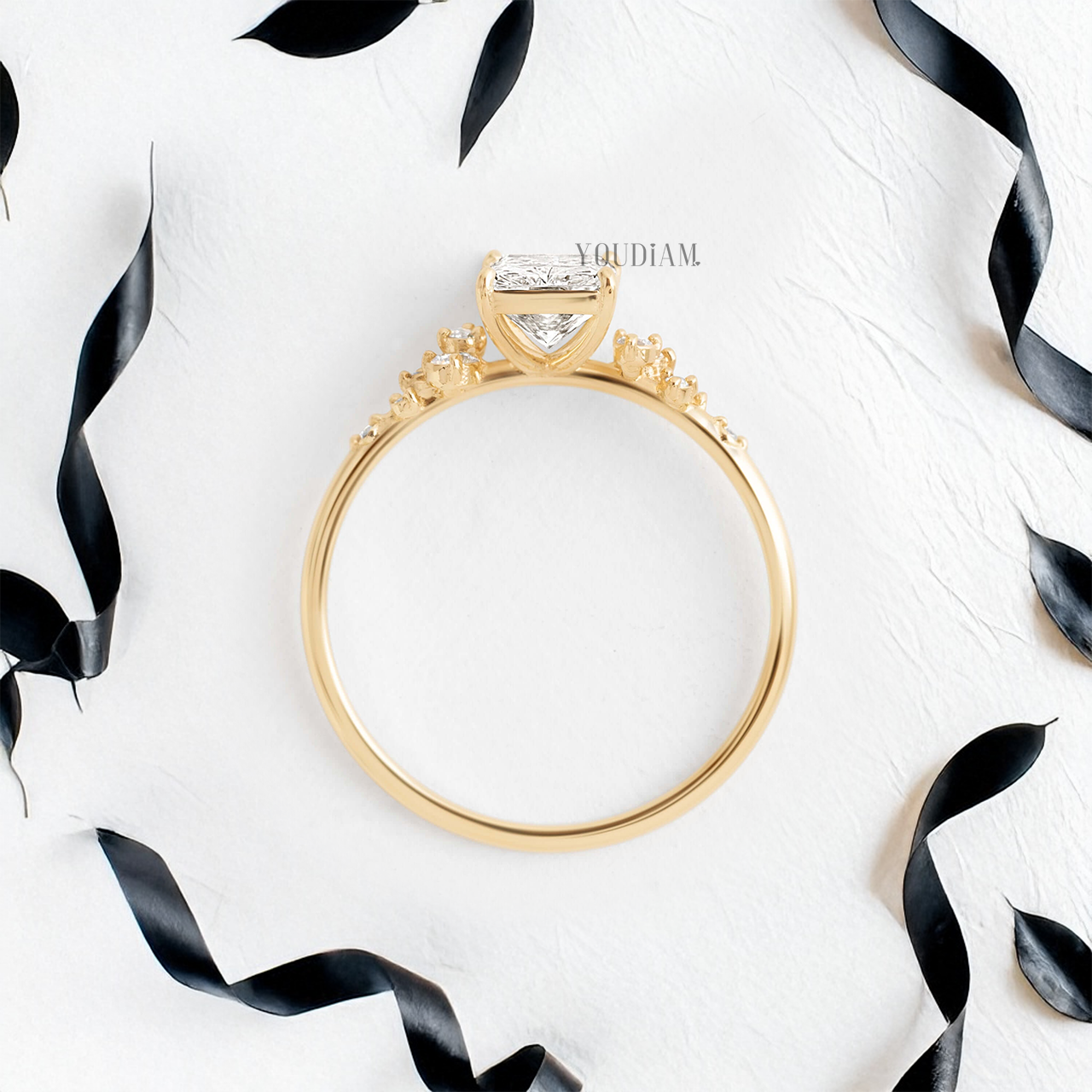 Radiant Lab Diamond with Accent Diamonds Ring - YDJLR94