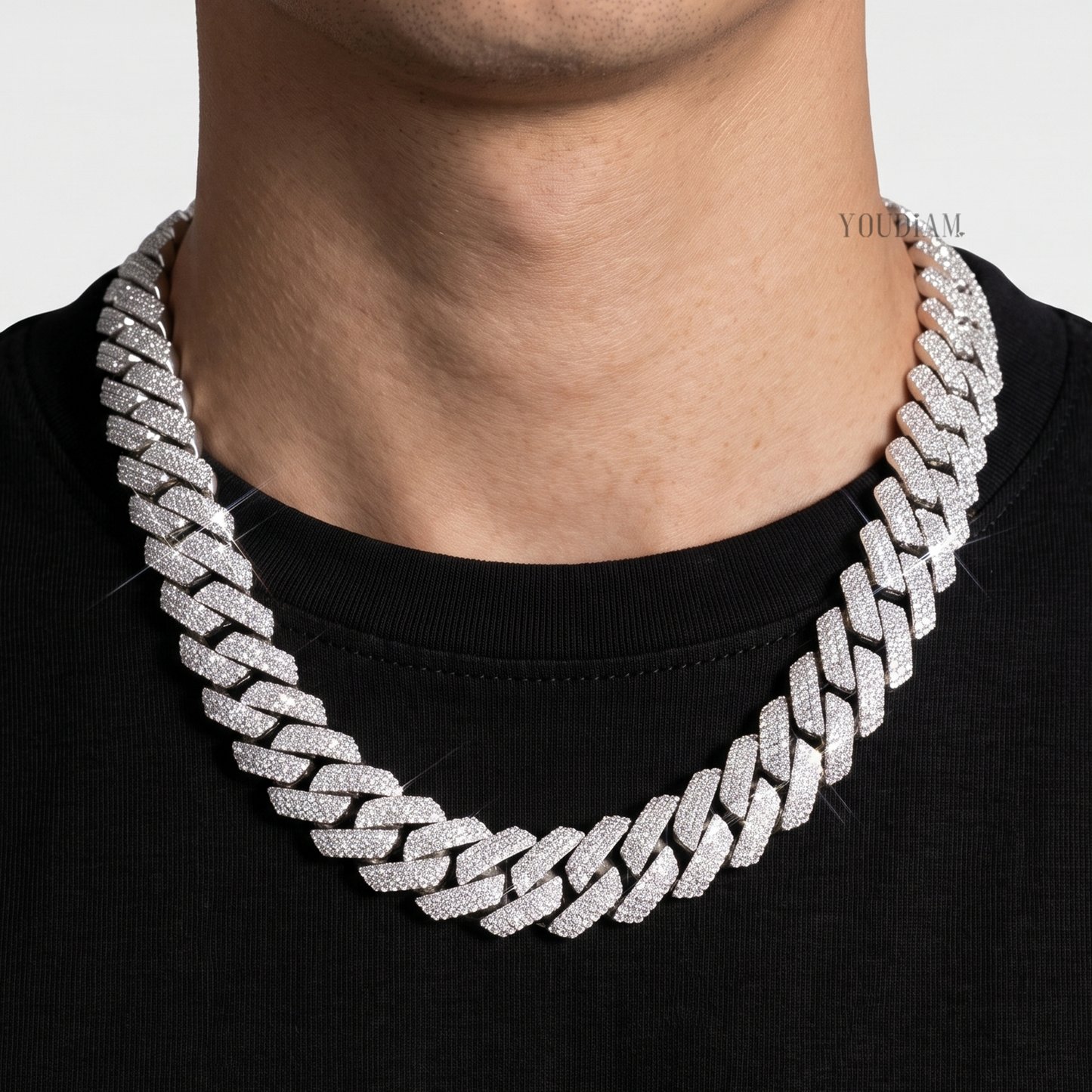 3 Row Cuban Link Chain 20mm with Lab Diamonds - YDJIOC12