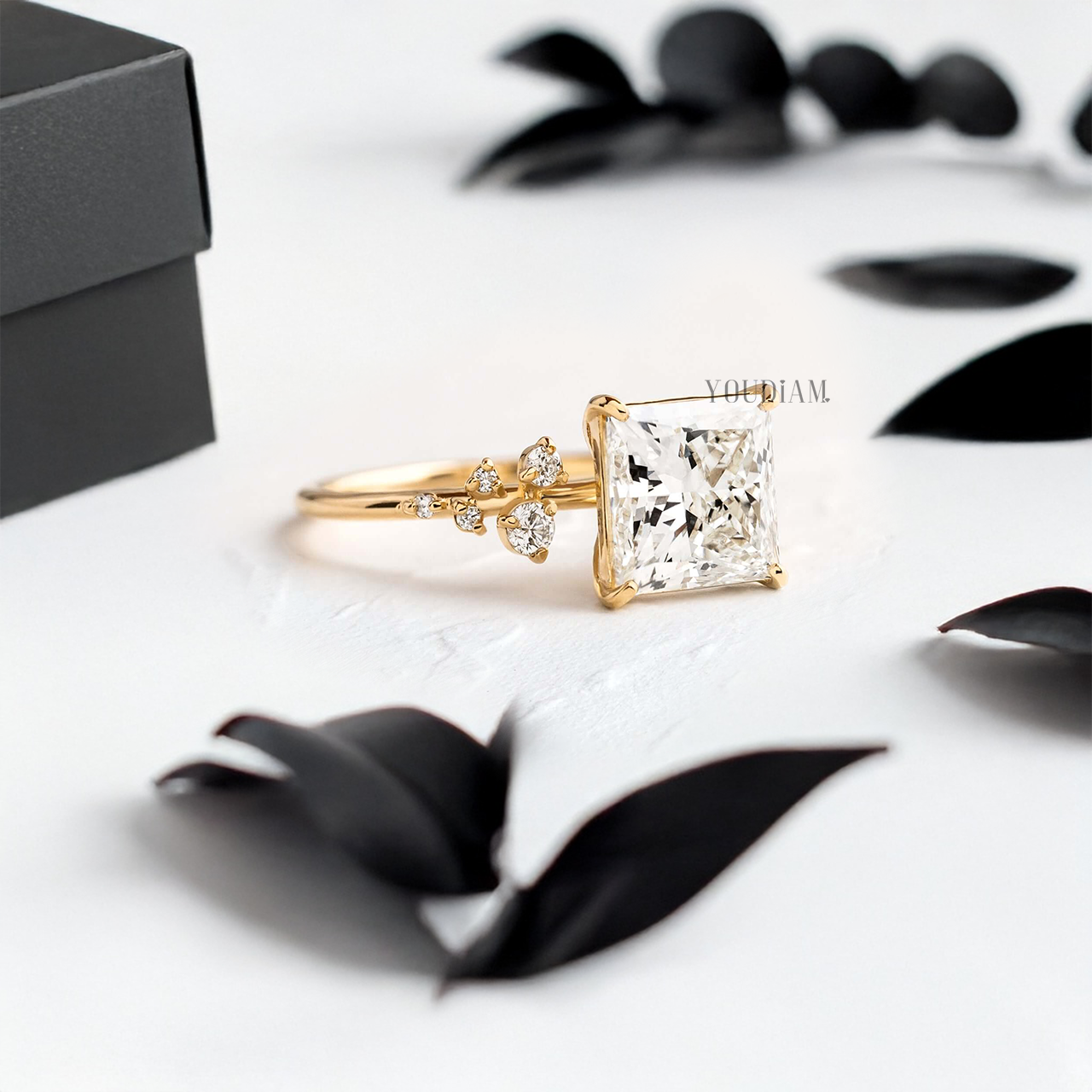 Princess Lab Diamond with Accent Diamonds Ring - YDJLR35