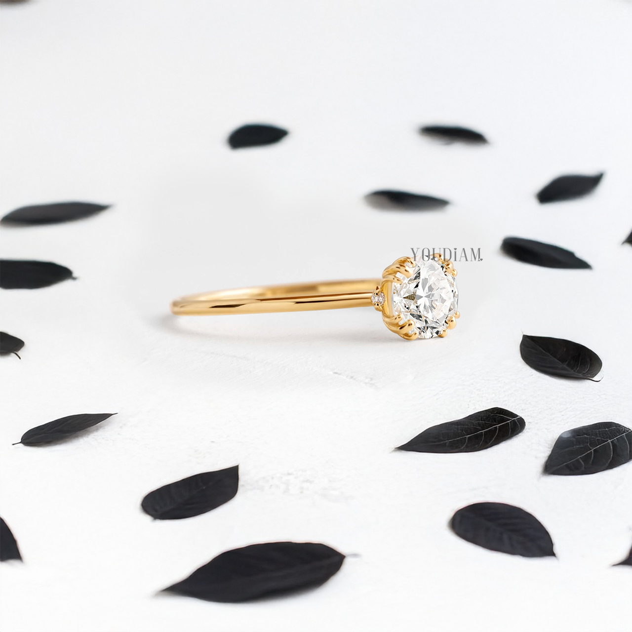Round Lab Diamond with Trio-Prongs Ring - YDJLR53