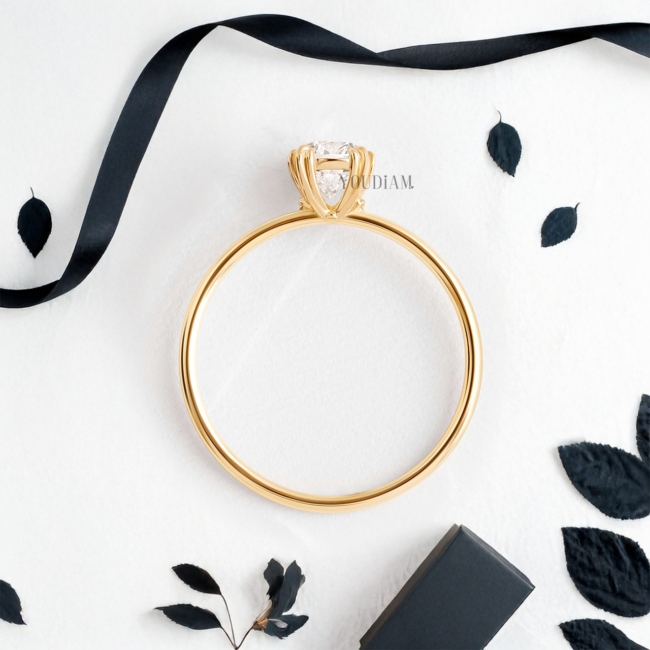 Round Lab Diamond with Trio-Prongs Ring - YDJLR53