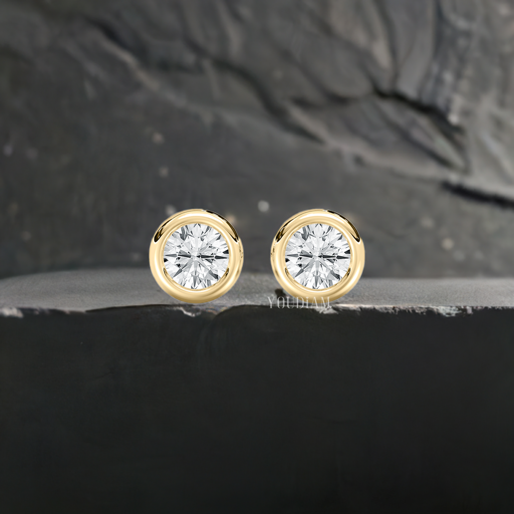 2ctw Round Cut Lab Diamond Studs in Bezel Set Earrings