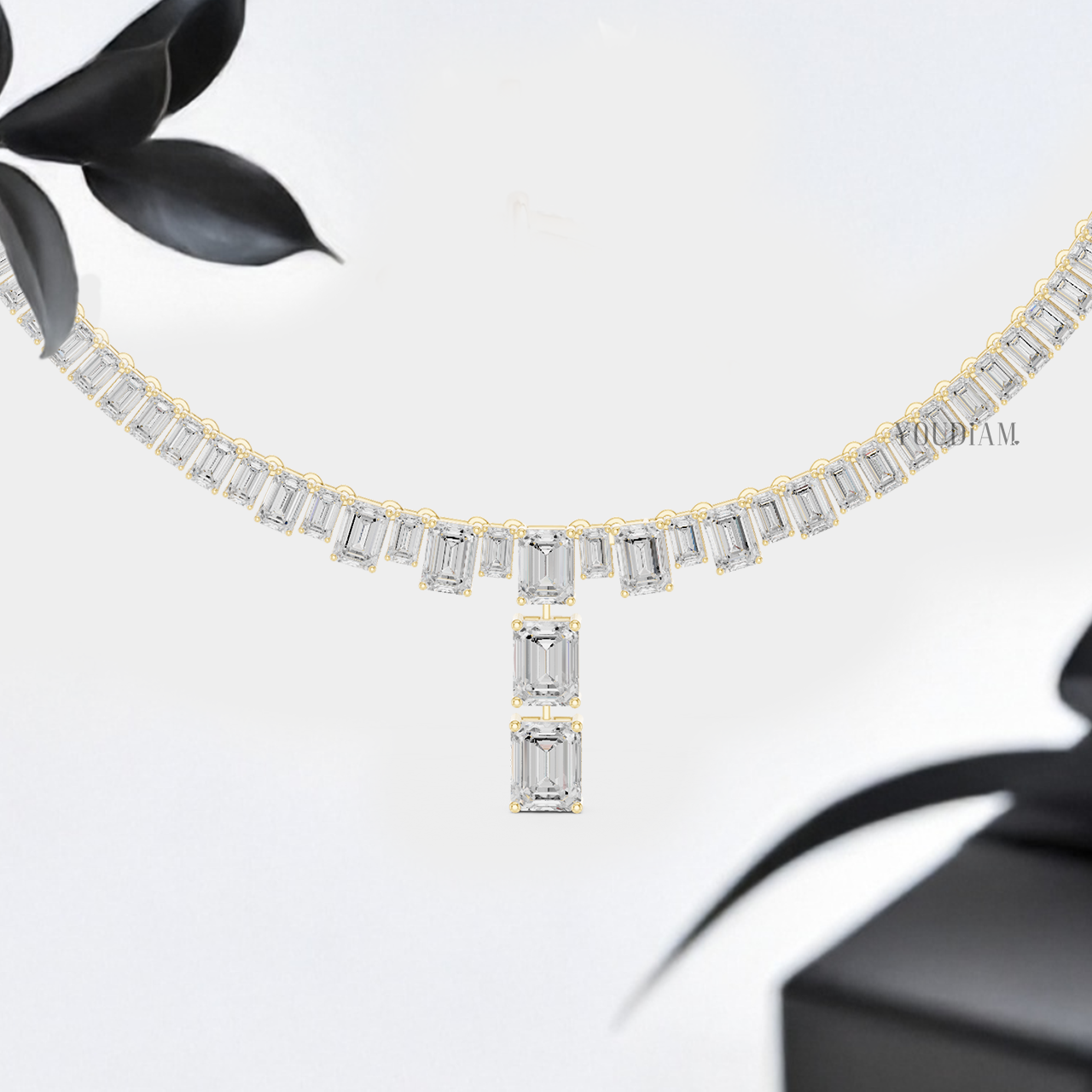 33ctw Emerald Lab Diamonds Tennis Necklace - YDJLN02